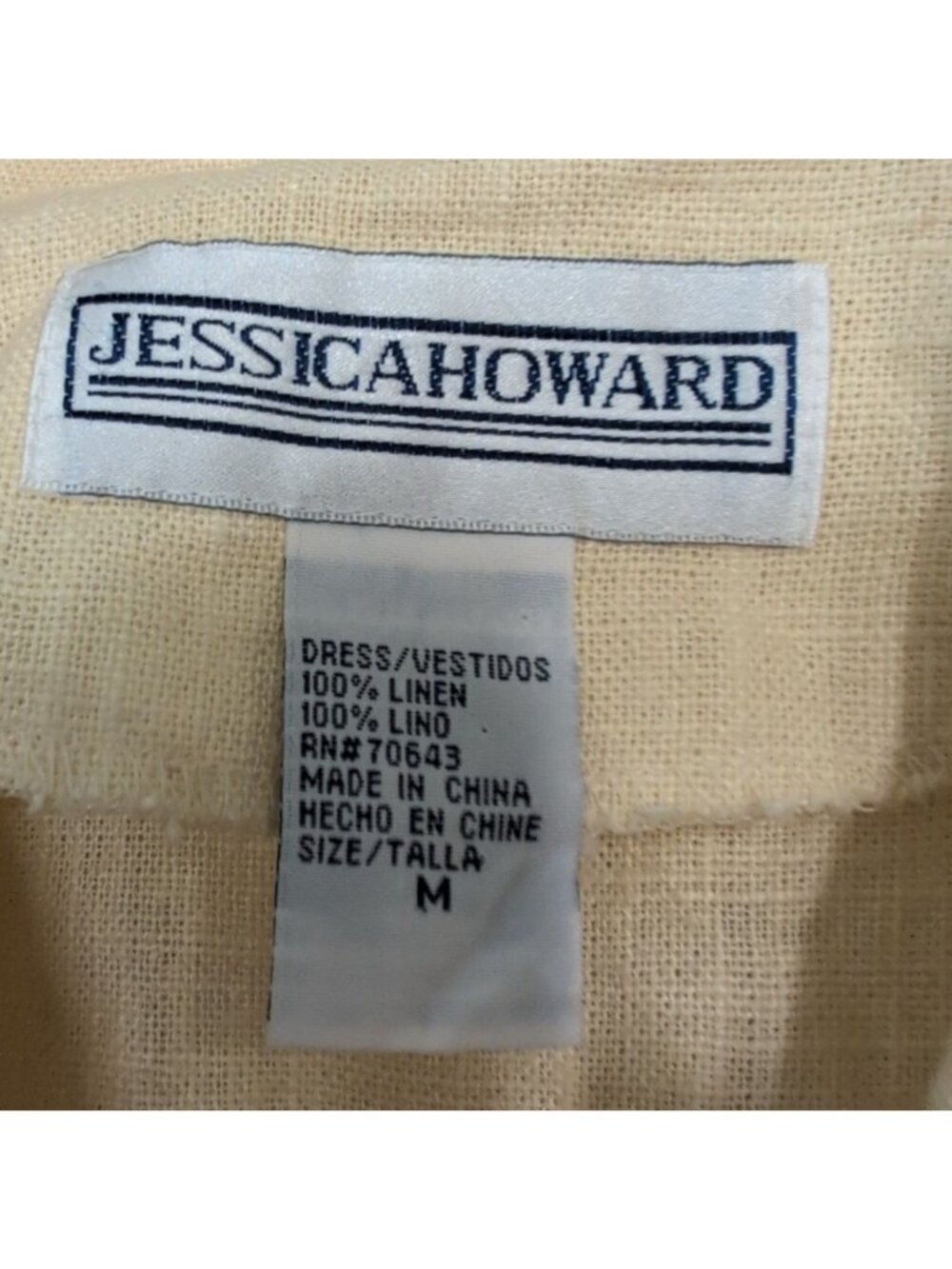 Vintage 100% Linen Midi Shirt Dress Womens Size Medium Yellow Minimalist Cottage - Picture 10 of 14